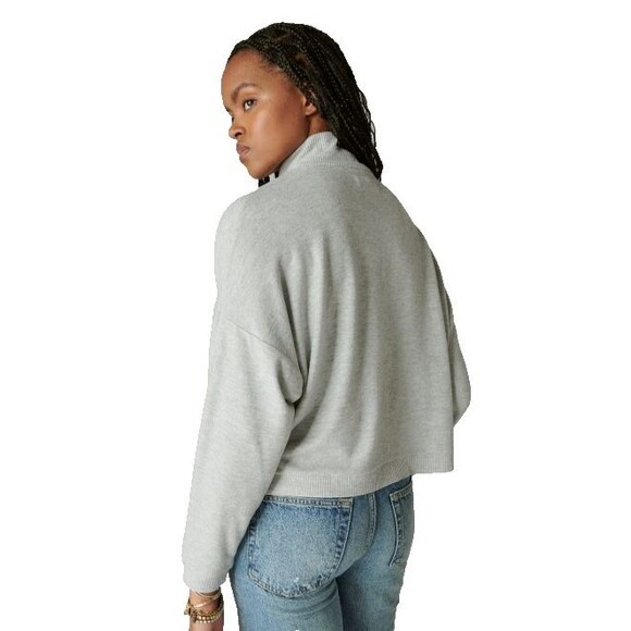 Lucky Brand Top XL Gray Cloud Jersey Mock Neck Oversized Long Sleeve Lightweight - Picture 5 of 14